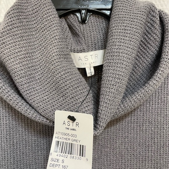 NWT ASTR The Label Small Waffle Knit Gray Turtle Neck High Low Hem Tank - Picture 6 of 10